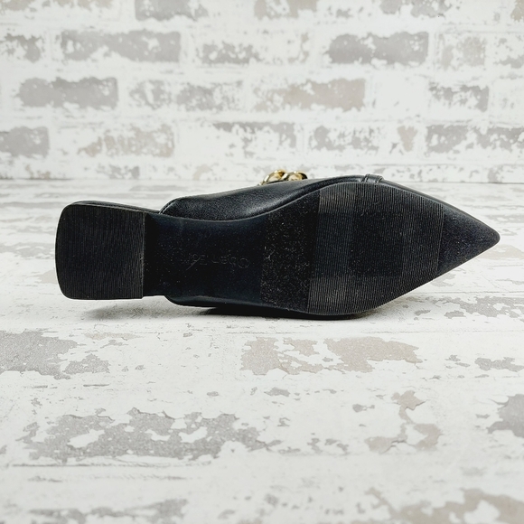 New Open Edit Kristina Black Faux Leather Chain Slip On Mules B21 - Picture 8 of 11